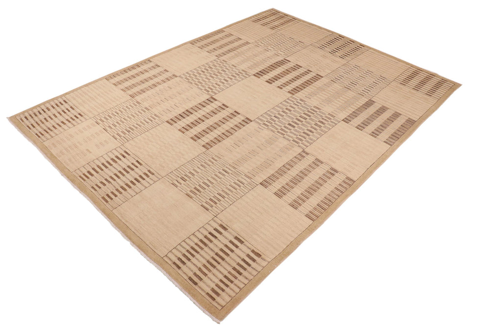 handmade Modern Gabbeh Beige Brown Hand Knotted RECTANGLE 100% WOOL area rug 10' x 14'