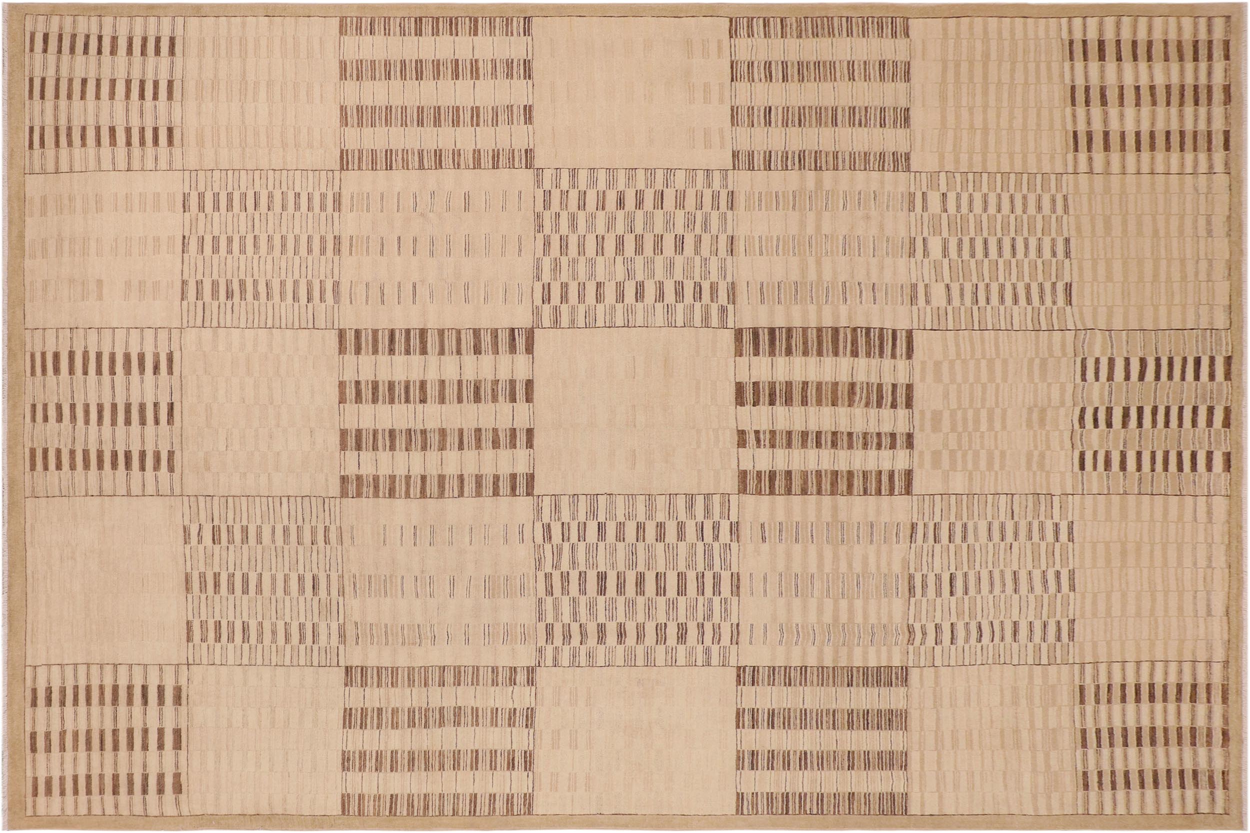 handmade Modern Gabbeh Beige Brown Hand Knotted RECTANGLE 100% WOOL area rug 10' x 14'