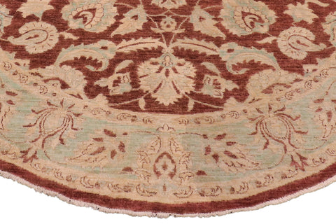 handmade Traditional Kafkaz Brown Lt. Green Hand Knotted ROUND 100% WOOL area rug 8' x 8'