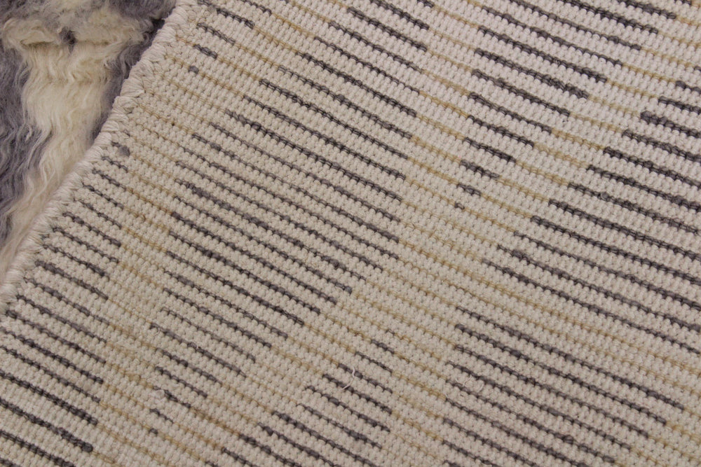 handmade Geometric Moroccan Ivory Grey Hand Knotted RECTANGLE 100% WOOL area rug 4' x 6'