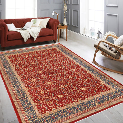 handmade Transitional Kafkaz Red Blue Hand Knotted RECTANGLE 100% WOOL area rug 10' x 14'