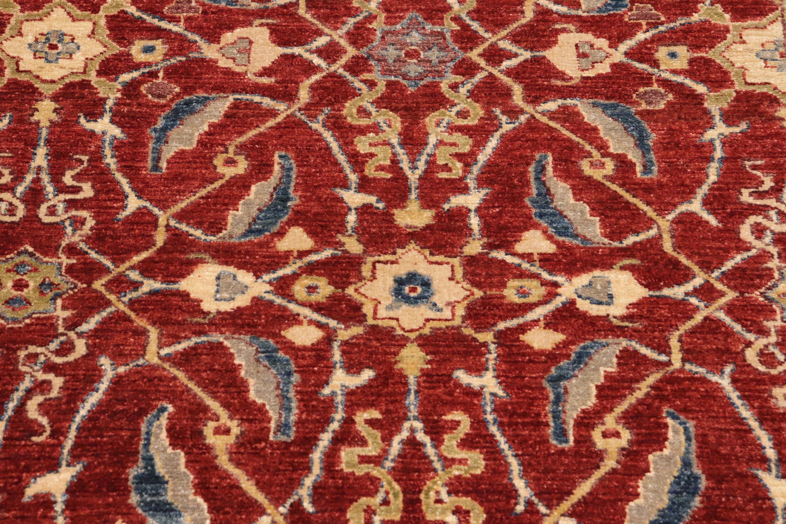 handmade Transitional Kafkaz Red Blue Hand Knotted RECTANGLE 100% WOOL area rug 10' x 14'