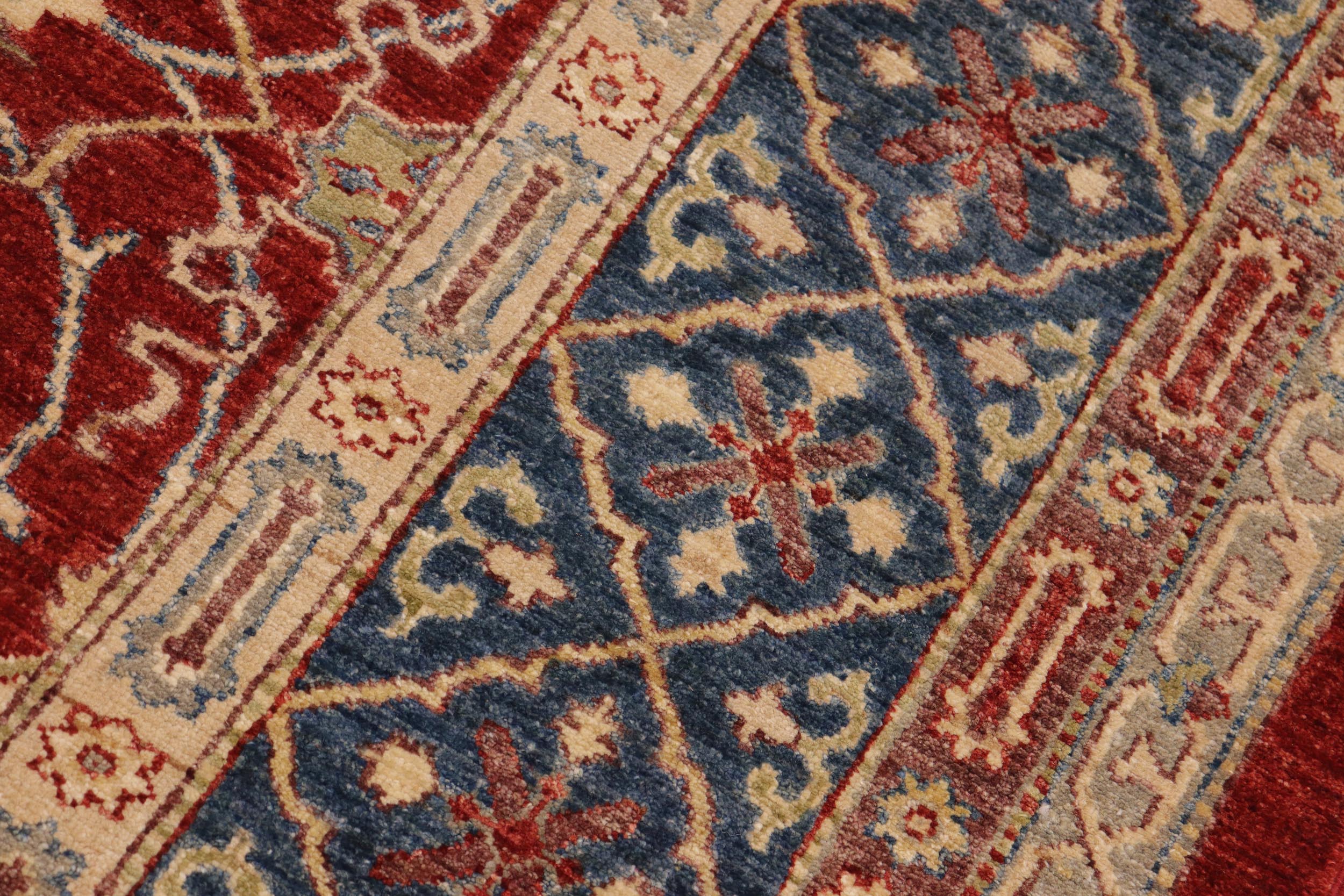 handmade Transitional Kafkaz Red Blue Hand Knotted RECTANGLE 100% WOOL area rug 10' x 14'