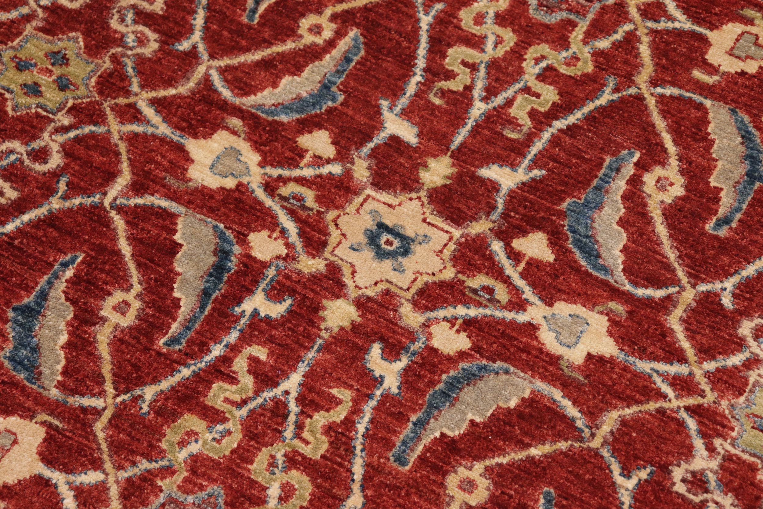 handmade Transitional Kafkaz Red Blue Hand Knotted RECTANGLE 100% WOOL area rug 10' x 14'