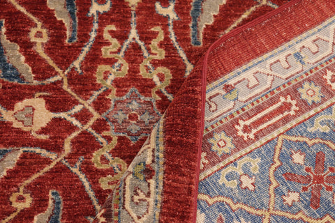 handmade Transitional Kafkaz Red Blue Hand Knotted RECTANGLE 100% WOOL area rug 10' x 14'