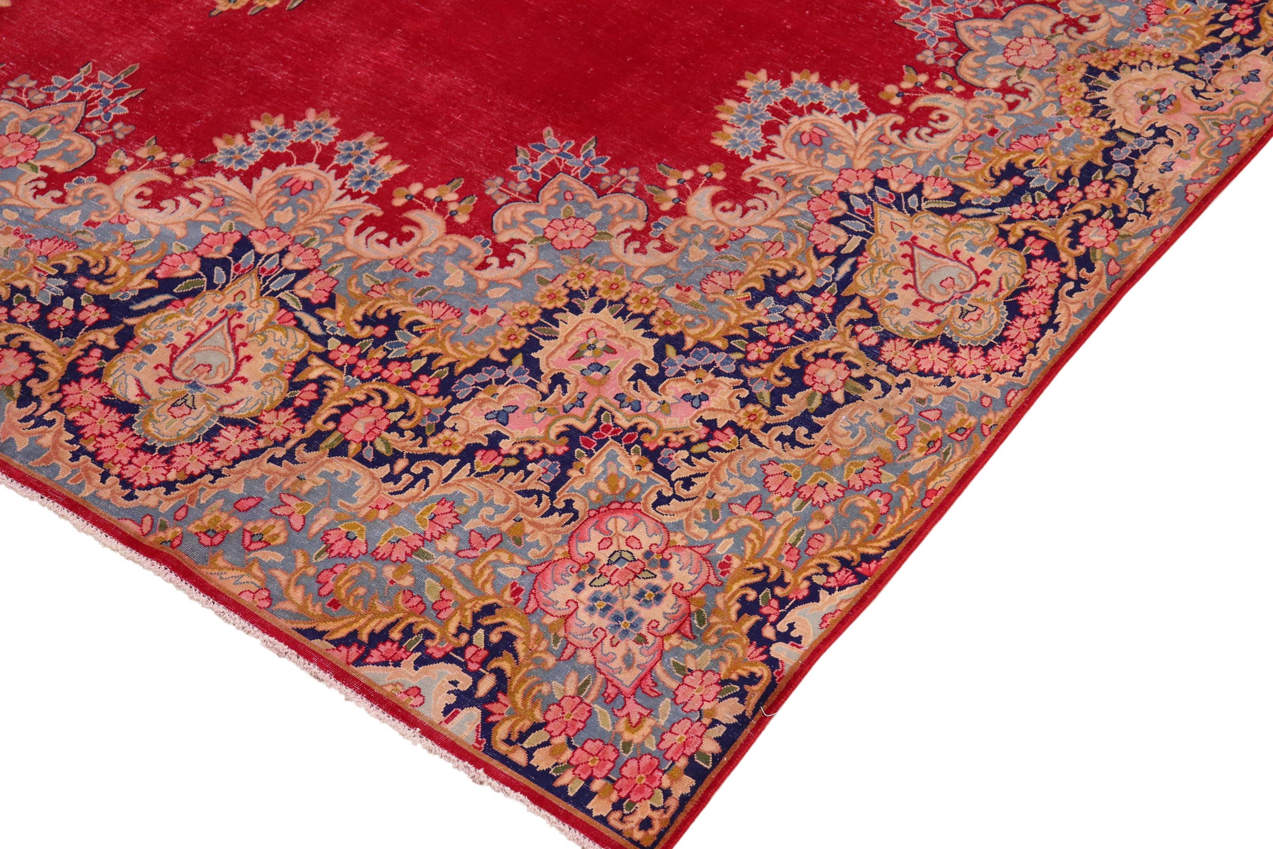 handmade Vintage Vintage Red Blue Hand Knotted RECTANGLE 100% WOOL area rug 10' x 13'