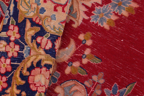 handmade Vintage Vintage Red Blue Hand Knotted RECTANGLE 100% WOOL area rug 10' x 13'