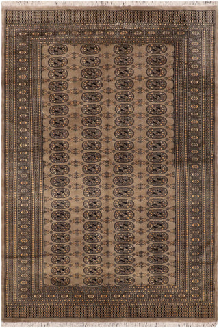 Tribal Bokhara Stahl Grey/Black Wool Rug - 5'1''X8'2''