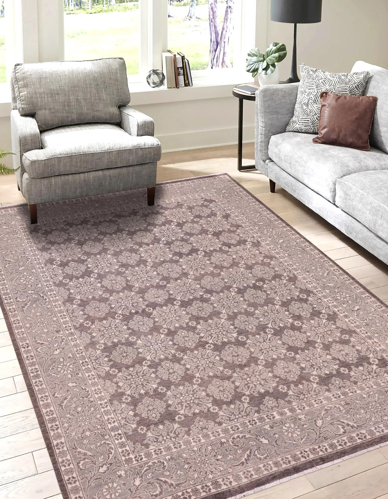 handmade Transitional Kafkaz Grey Green Hand Knotted RECTANGLE 100% WOOL area rug 8' x 10'