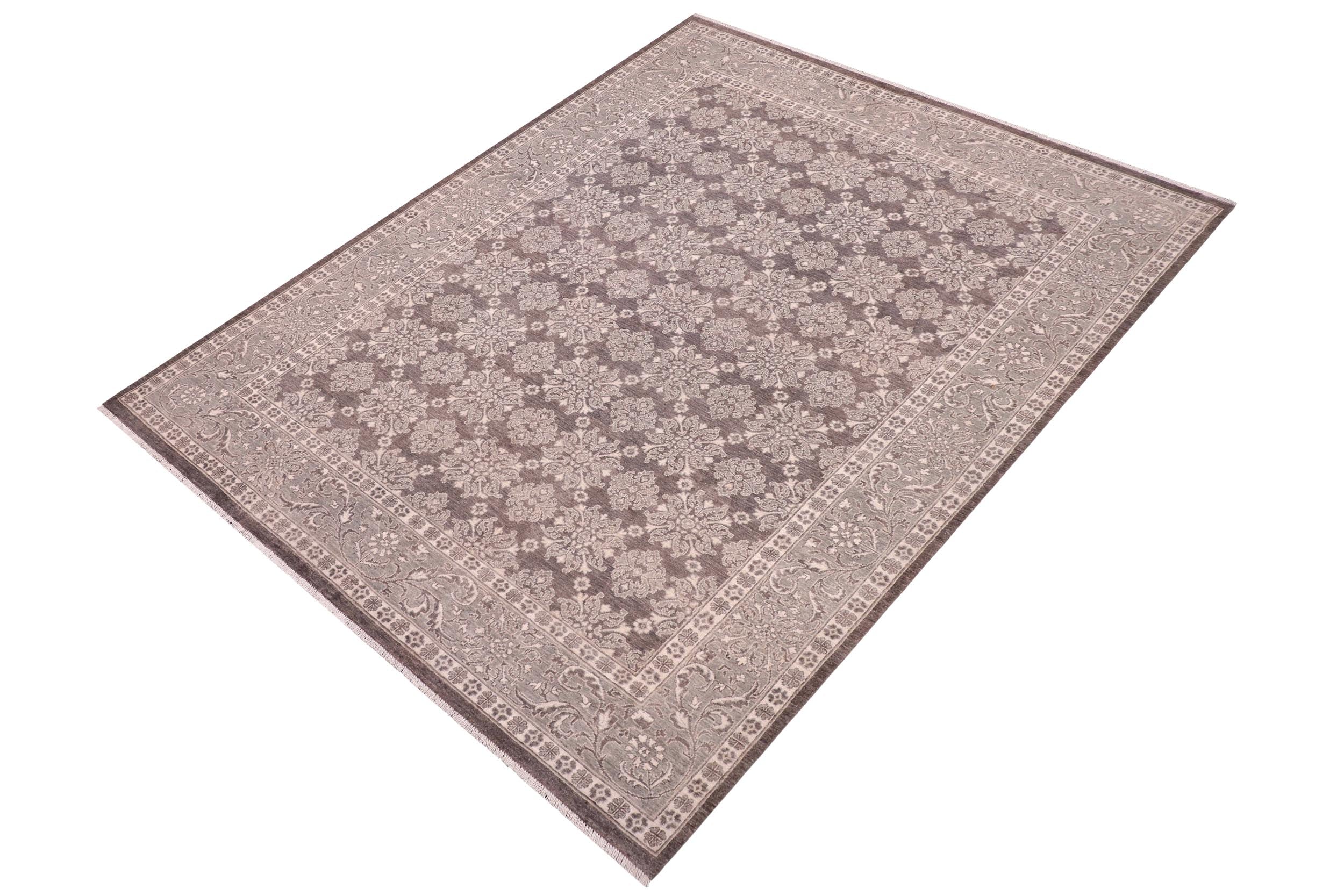 handmade Transitional Kafkaz Grey Green Hand Knotted RECTANGLE 100% WOOL area rug 8' x 10'
