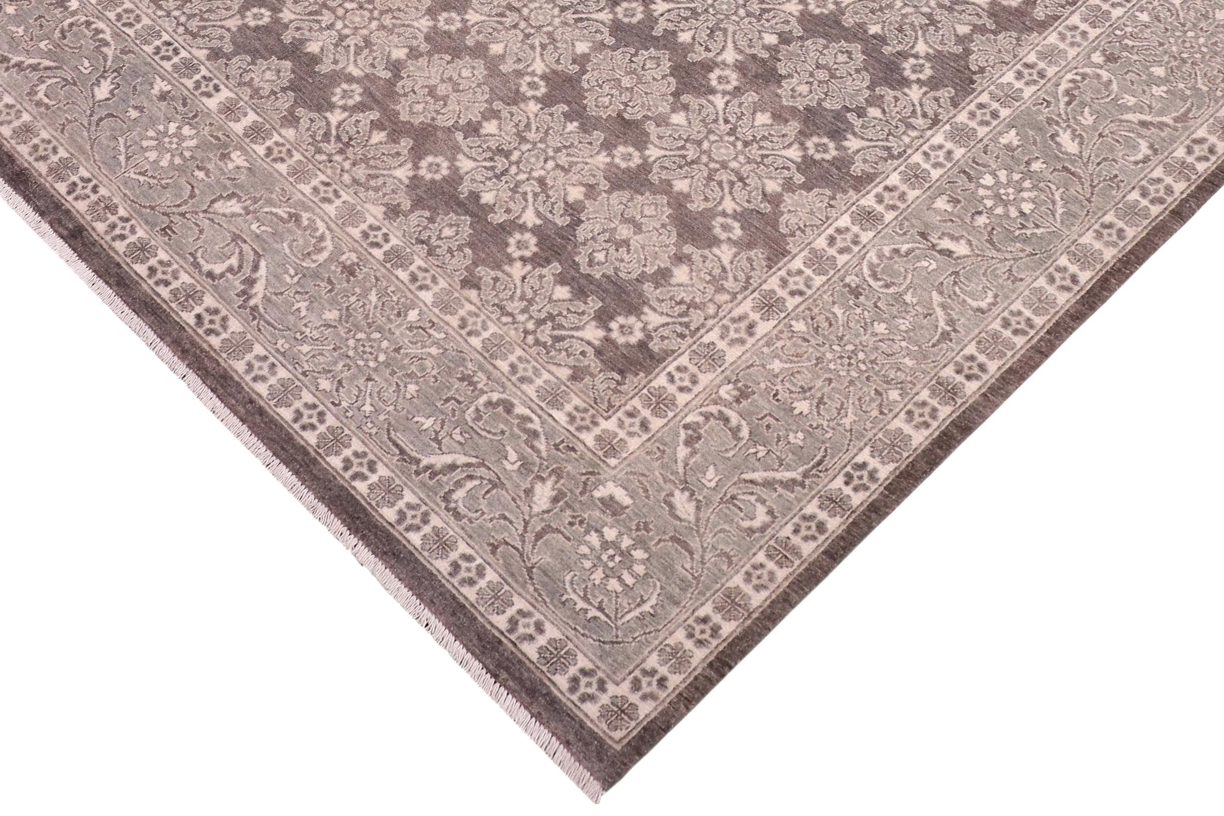 handmade Transitional Kafkaz Grey Green Hand Knotted RECTANGLE 100% WOOL area rug 8' x 10'