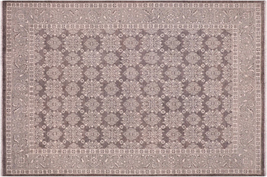 handmade Transitional Kafkaz Grey Green Hand Knotted RECTANGLE 100% WOOL area rug 8' x 10'