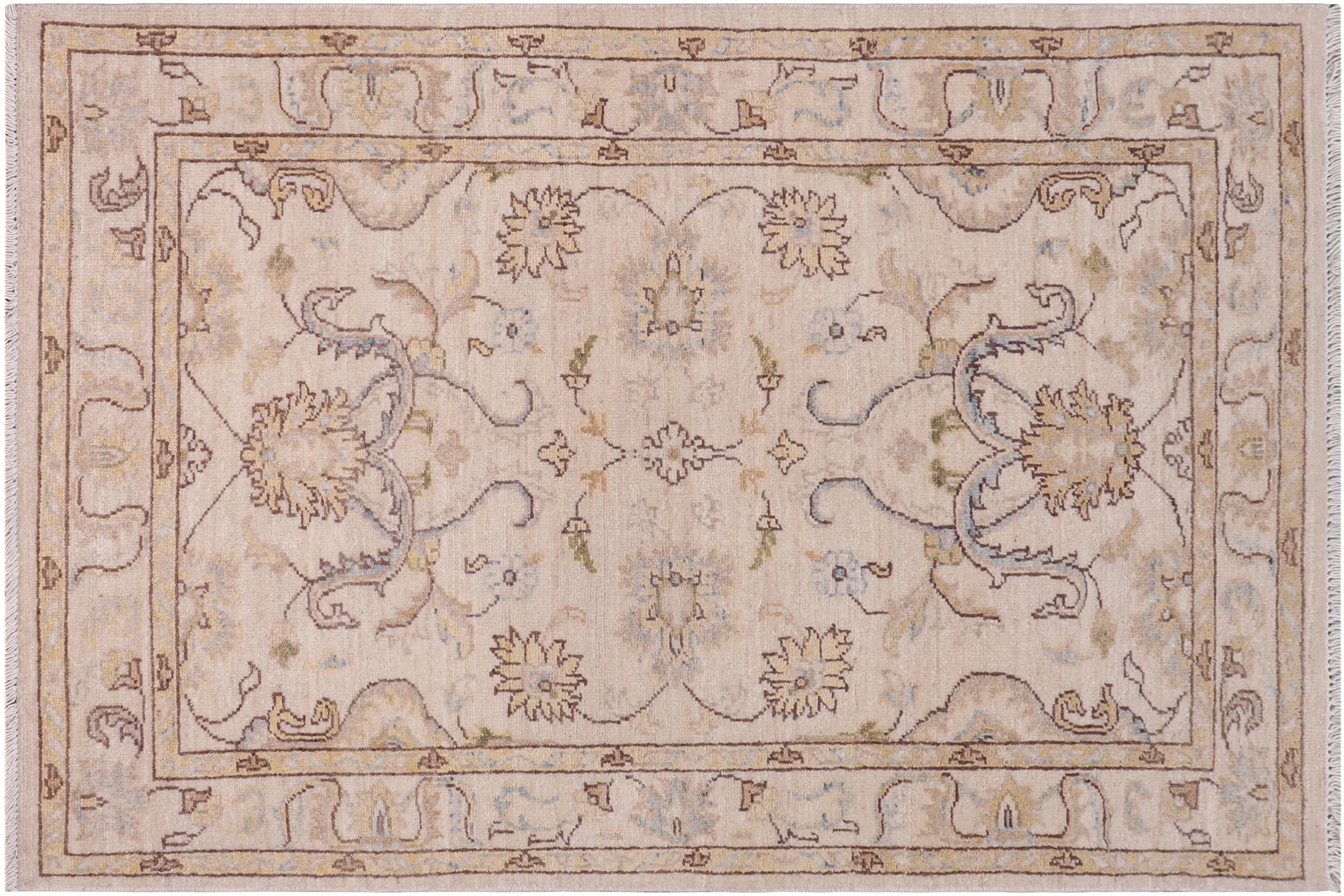 handmade Traditional Kafkaz Ivory Gold Hand Knotted RECTANGLE 100% WOOL area rug 3x5