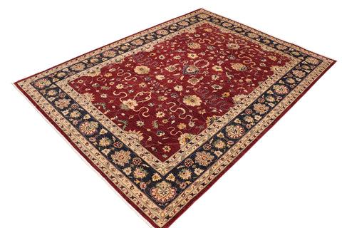 handmade Traditional Kafkaz Red Blue Hand Knotted RECTANGLE 100% WOOL area rug 10x14
