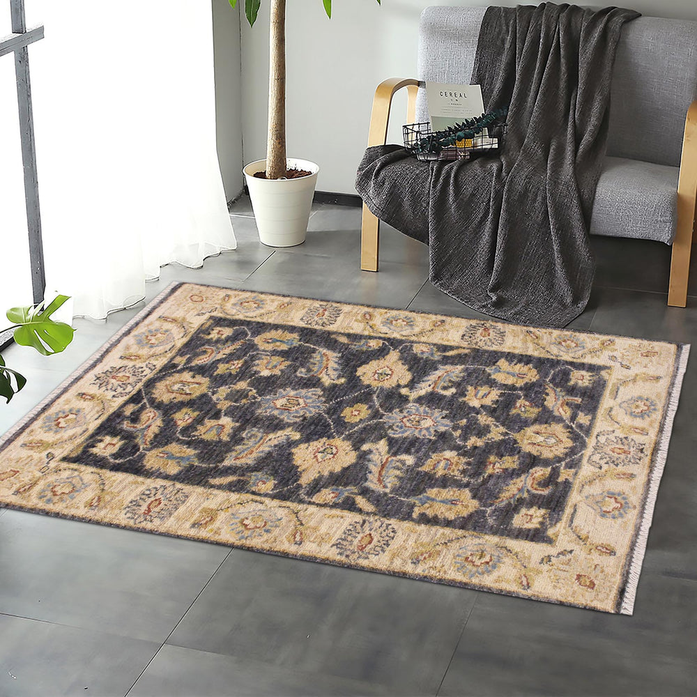 handmade Traditional Kafkaz Grey Ivory Hand Knotted RECTANGLE 100% WOOL area rug 2x3