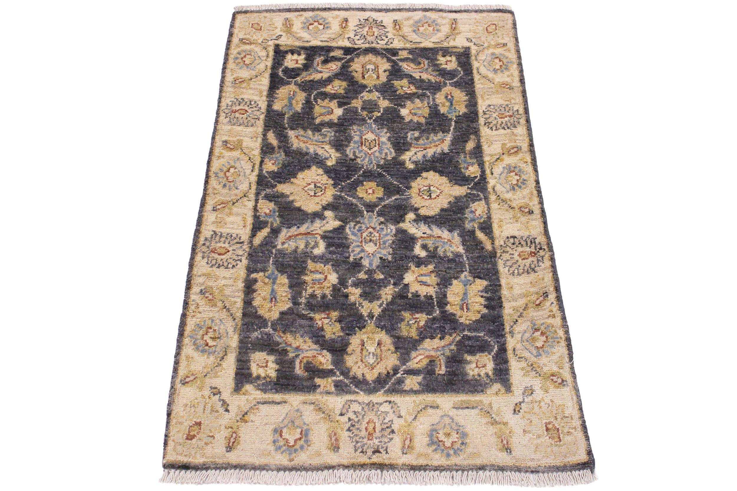 handmade Traditional Kafkaz Grey Ivory Hand Knotted RECTANGLE 100% WOOL area rug 2x3