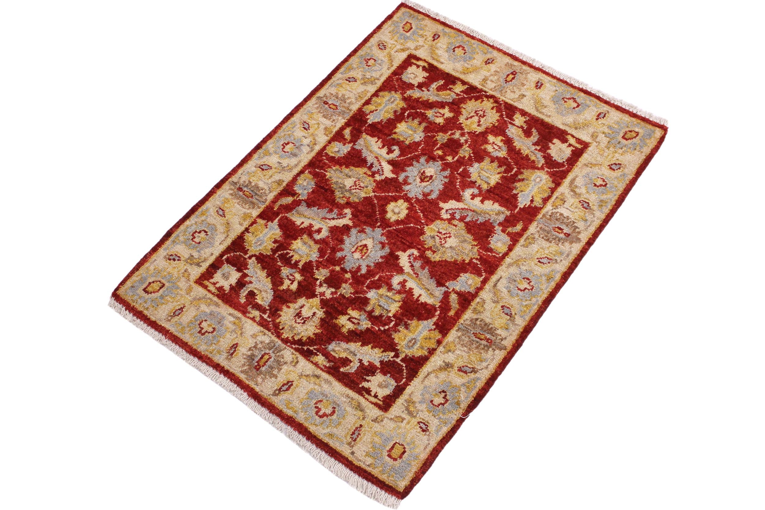 handmade Traditional Kafkaz Red Ivory Hand Knotted RECTANGLE 100% WOOL area rug 2x3