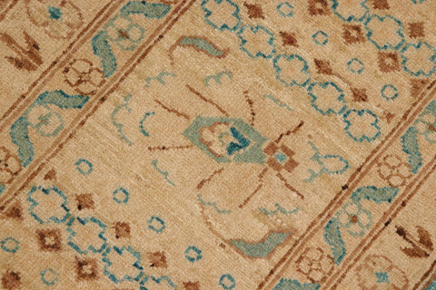 handmade Transitional Kafkaz Green Tan Hand Knotted RECTANGLE 100% WOOL area rug 10' x 14'