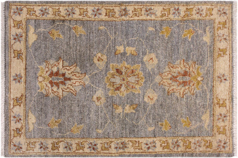 handmade Traditional Kafkaz Grey Ivory Hand Knotted RECTANGLE 100% WOOL area rug 2x3