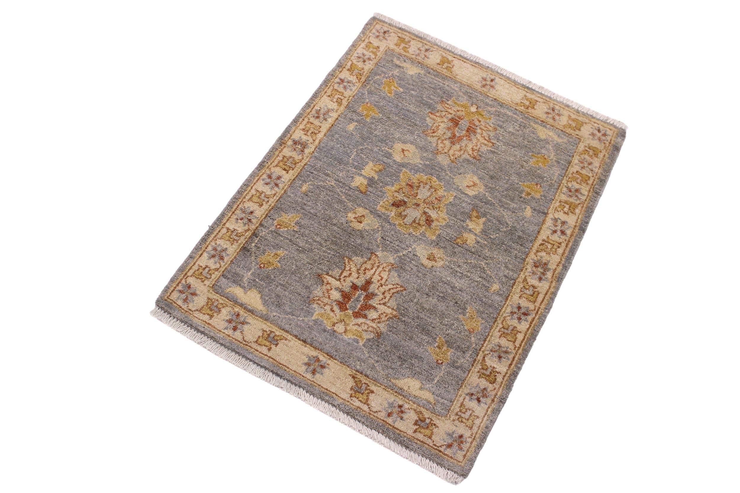 handmade Traditional Kafkaz Grey Ivory Hand Knotted RECTANGLE 100% WOOL area rug 2x3