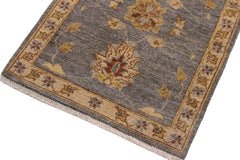handmade Traditional Kafkaz Grey Ivory Hand Knotted RECTANGLE 100% WOOL area rug 2 x 3