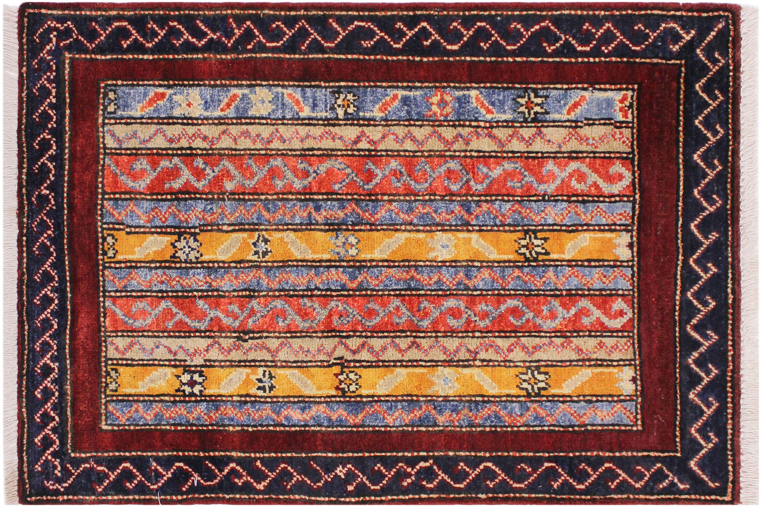 handmade Transitional Shawl Red Blue Hand Knotted RECTANGLE 100% WOOL area rug 2x3