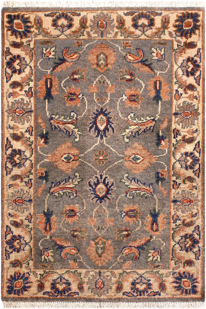 handmade Traditional Kafkaz Grey Ivory Hand Knotted RECTANGLE 100% WOOL area rug 2 x 3