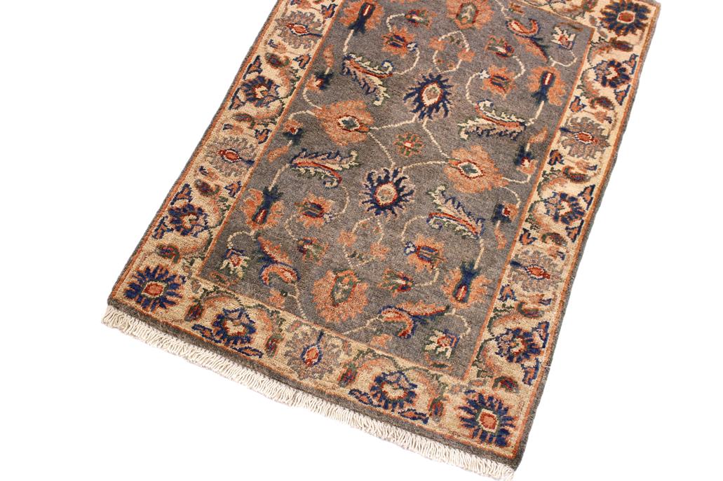 handmade Traditional Kafkaz Grey Ivory Hand Knotted RECTANGLE 100% WOOL area rug 2 x 3