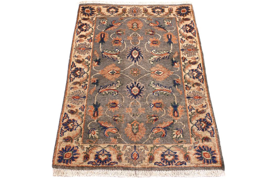 handmade Traditional Kafkaz Grey Ivory Hand Knotted RECTANGLE 100% WOOL area rug 2 x 3