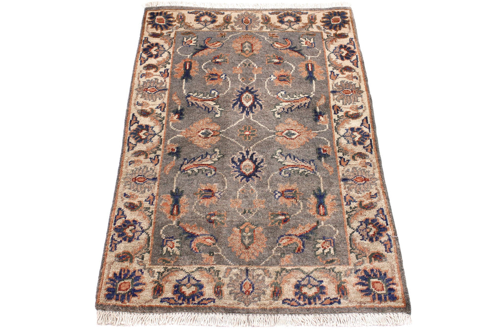 handmade Traditional Kafkaz Grey Ivory Hand Knotted RECTANGLE 100% WOOL area rug 2x3