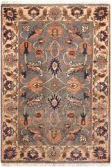 handmade Traditional Kafkaz Grey Ivory Hand Knotted RECTANGLE 100% WOOL area rug 2 x 3
