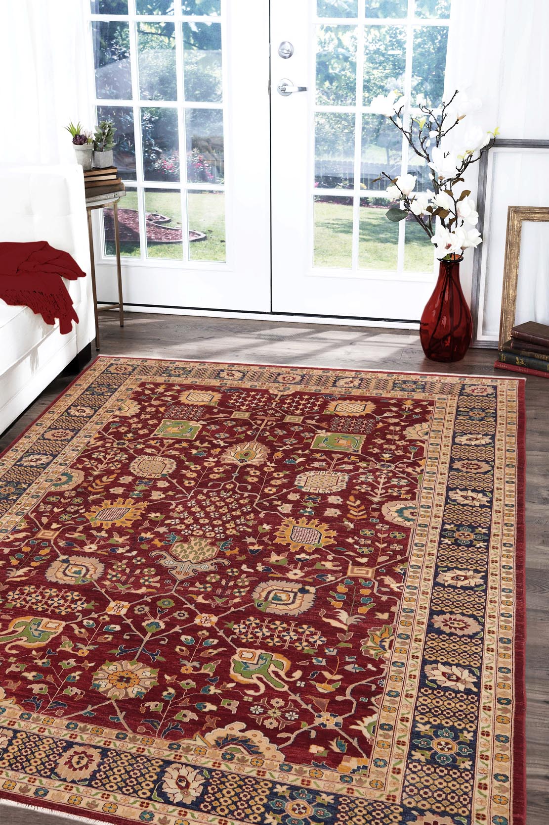 handmade Transitional Kafkaz Red Blue Hand Knotted RECTANGLE 100% WOOL area rug 10' x 15'