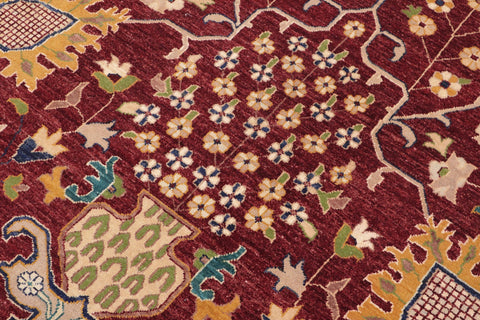 handmade Transitional Kafkaz Red Blue Hand Knotted RECTANGLE 100% WOOL area rug 10' x 15'