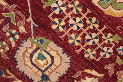 handmade Transitional Kafkaz Red Blue Hand Knotted RECTANGLE 100% WOOL area rug 10' x 15'