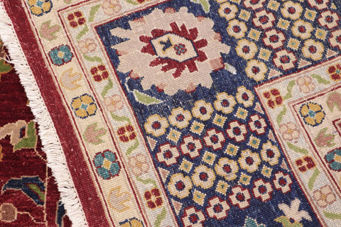 handmade Transitional Kafkaz Red Blue Hand Knotted RECTANGLE 100% WOOL area rug 10' x 15'