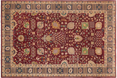 handmade Transitional Kafkaz Red Blue Hand Knotted RECTANGLE 100% WOOL area rug 10' x 15'