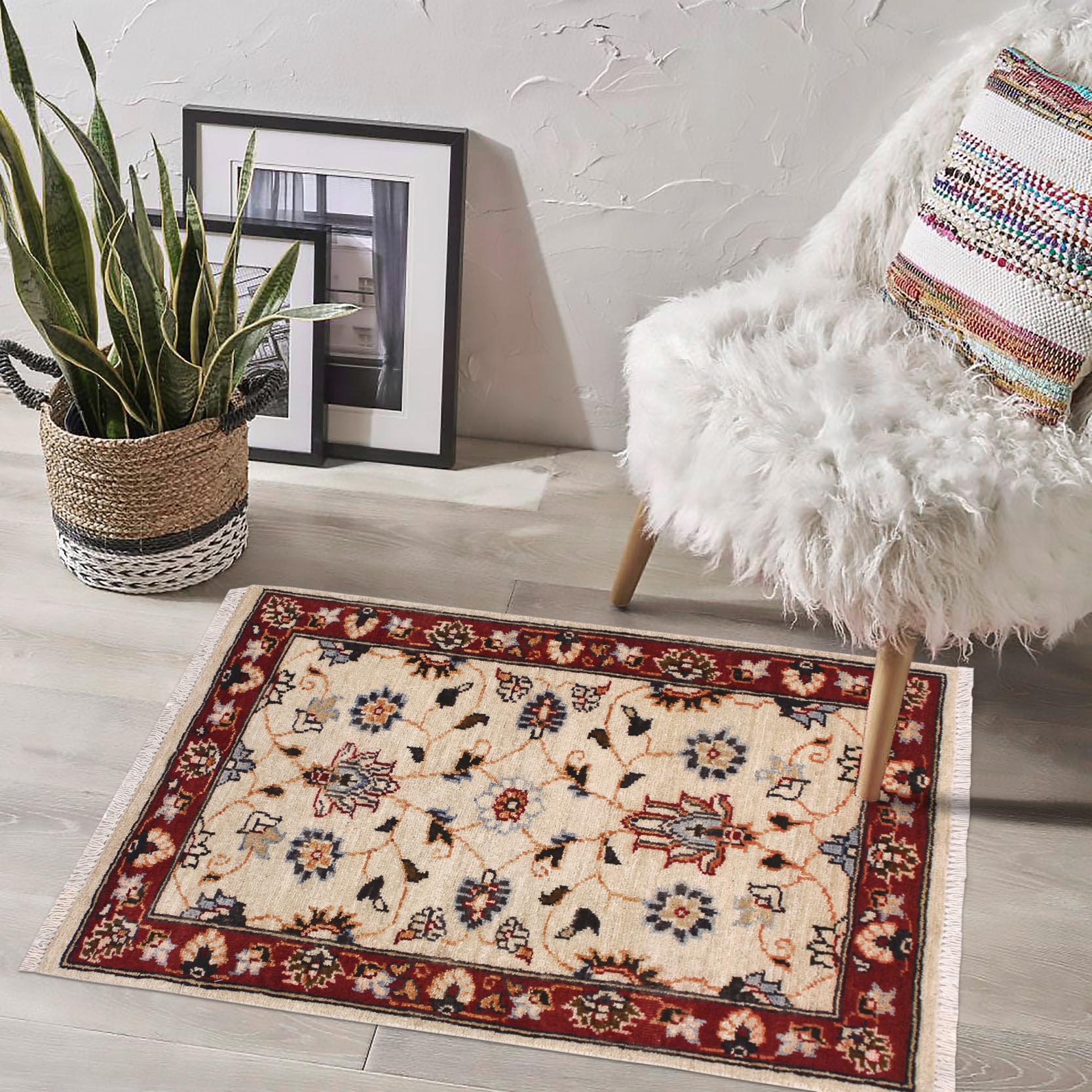 handmade Traditional Kafkaz Ivory Red Hand Knotted RECTANGLE 100% WOOL area rug 2x3