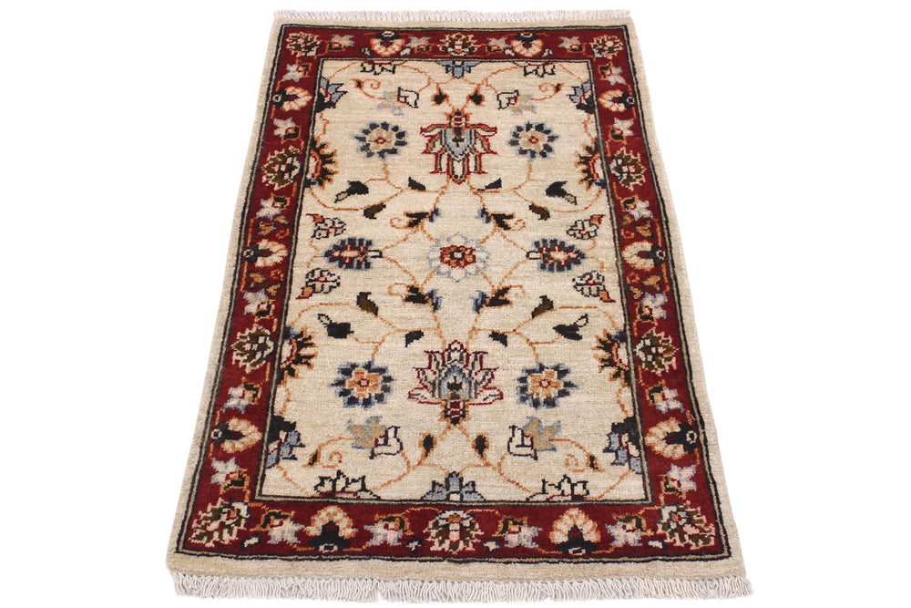 handmade Traditional Kafkaz Ivory Red Hand Knotted RECTANGLE 100% WOOL area rug 2x3