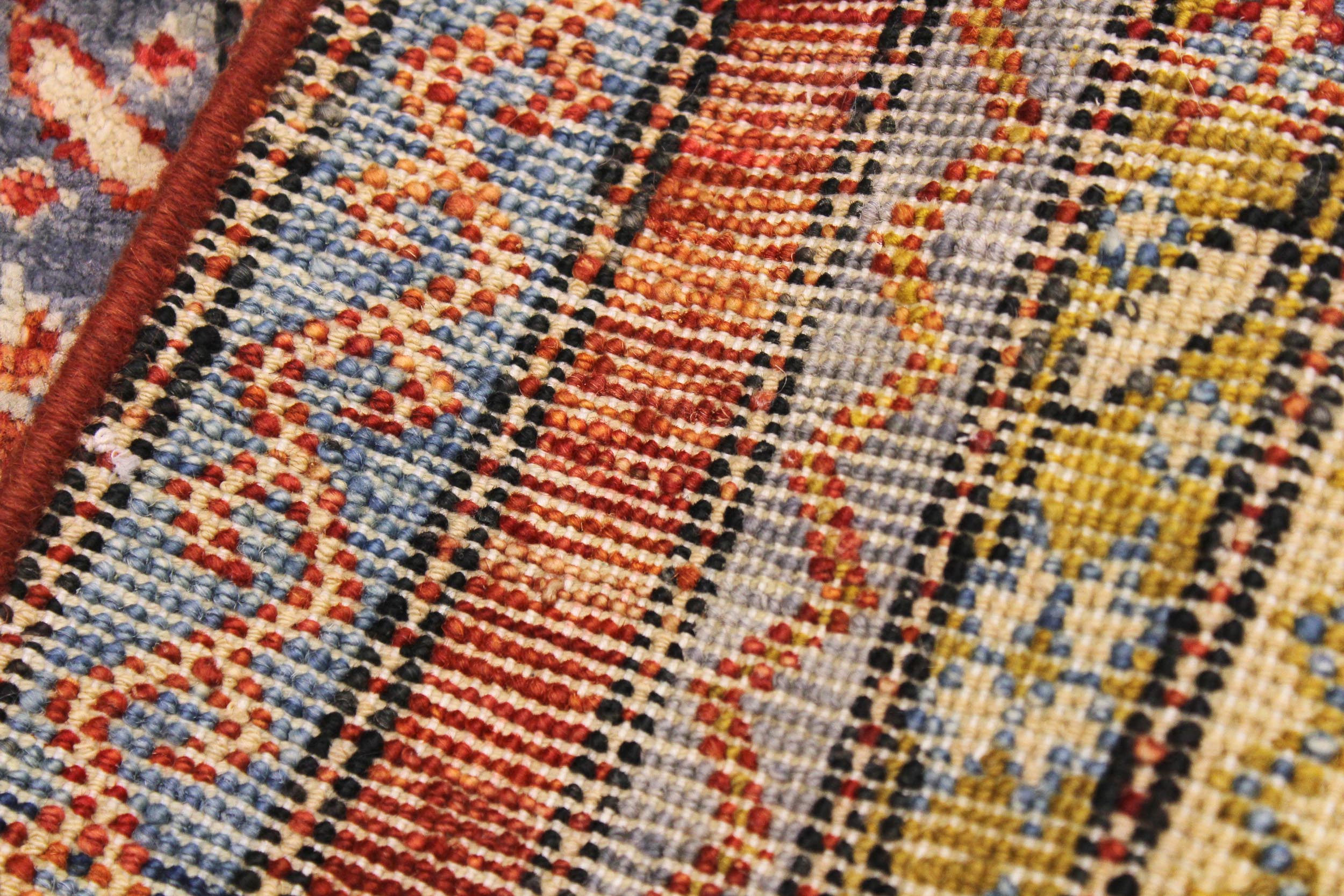 handmade Transitional Shawl Rust Blue Hand Knotted RECTANGLE 100% WOOL area rug 2x3