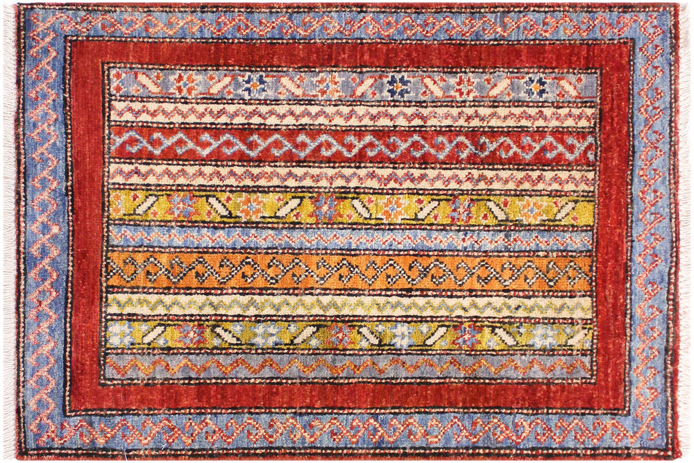 handmade Transitional Shawl Rust Blue Hand Knotted RECTANGLE 100% WOOL area rug 2x3