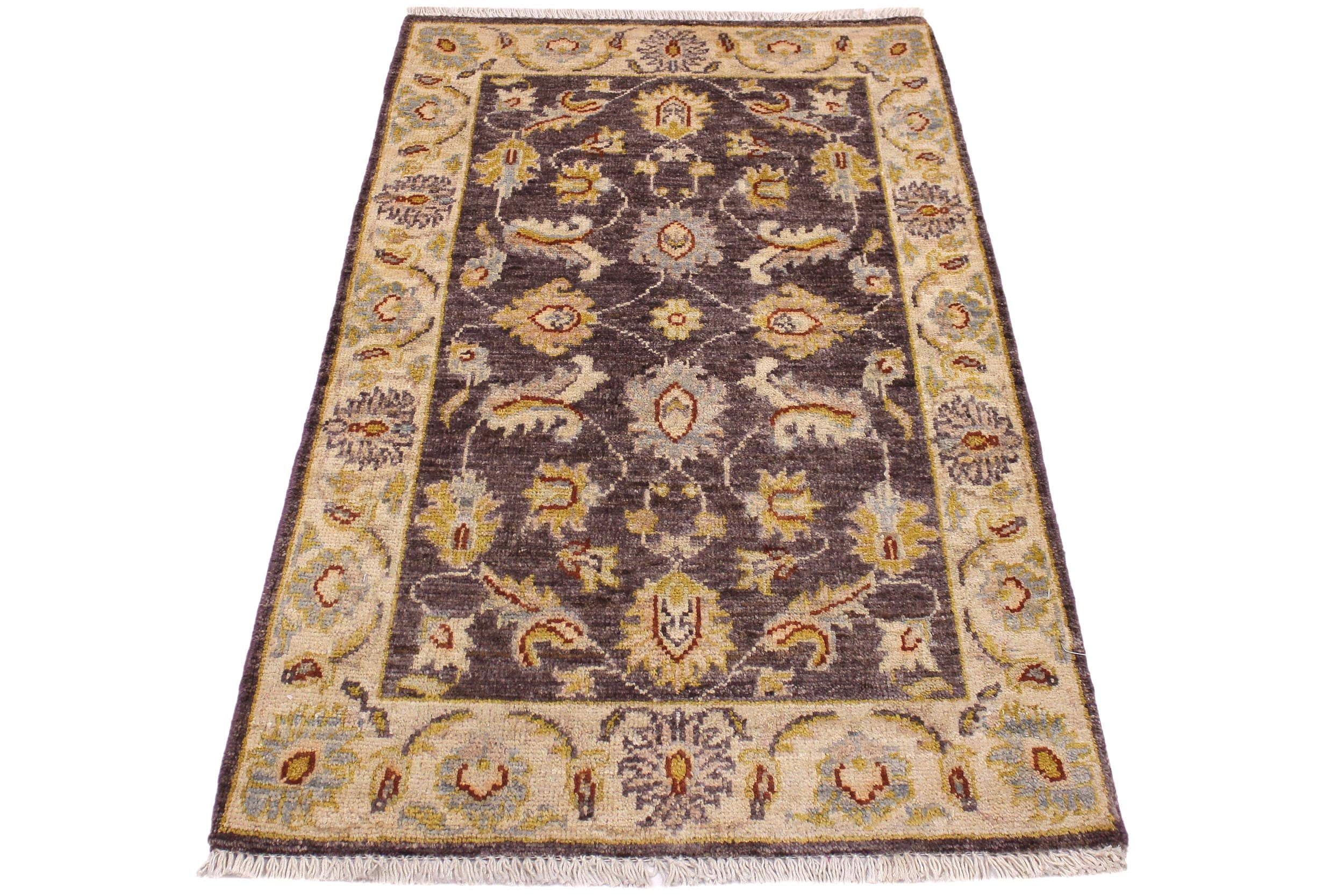 handmade Traditional Kafkaz Brown Ivory Hand Knotted RECTANGLE 100% WOOL area rug 2x3