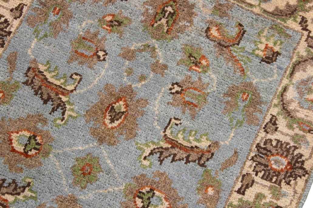 handmade Traditional Kafkaz Lt. Blue Ivory Hand Knotted RECTANGLE 100% WOOL area rug 2 x 3