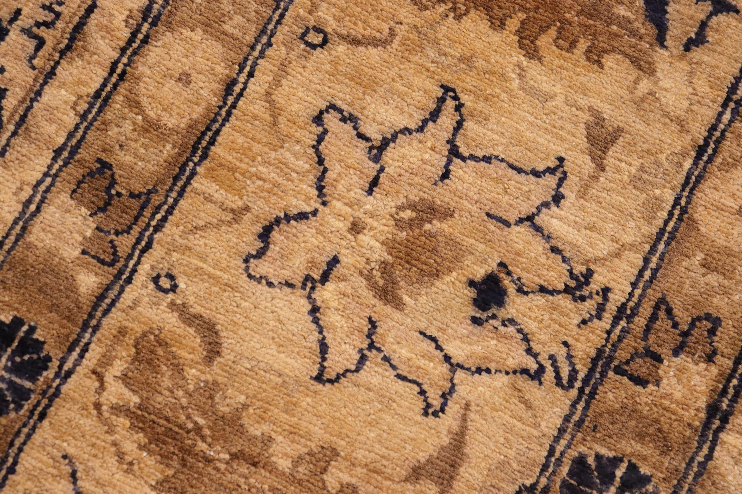 handmade Traditional Kafkaz Blue Tan Hand Knotted RECTANGLE 100% WOOL area rug 10x13