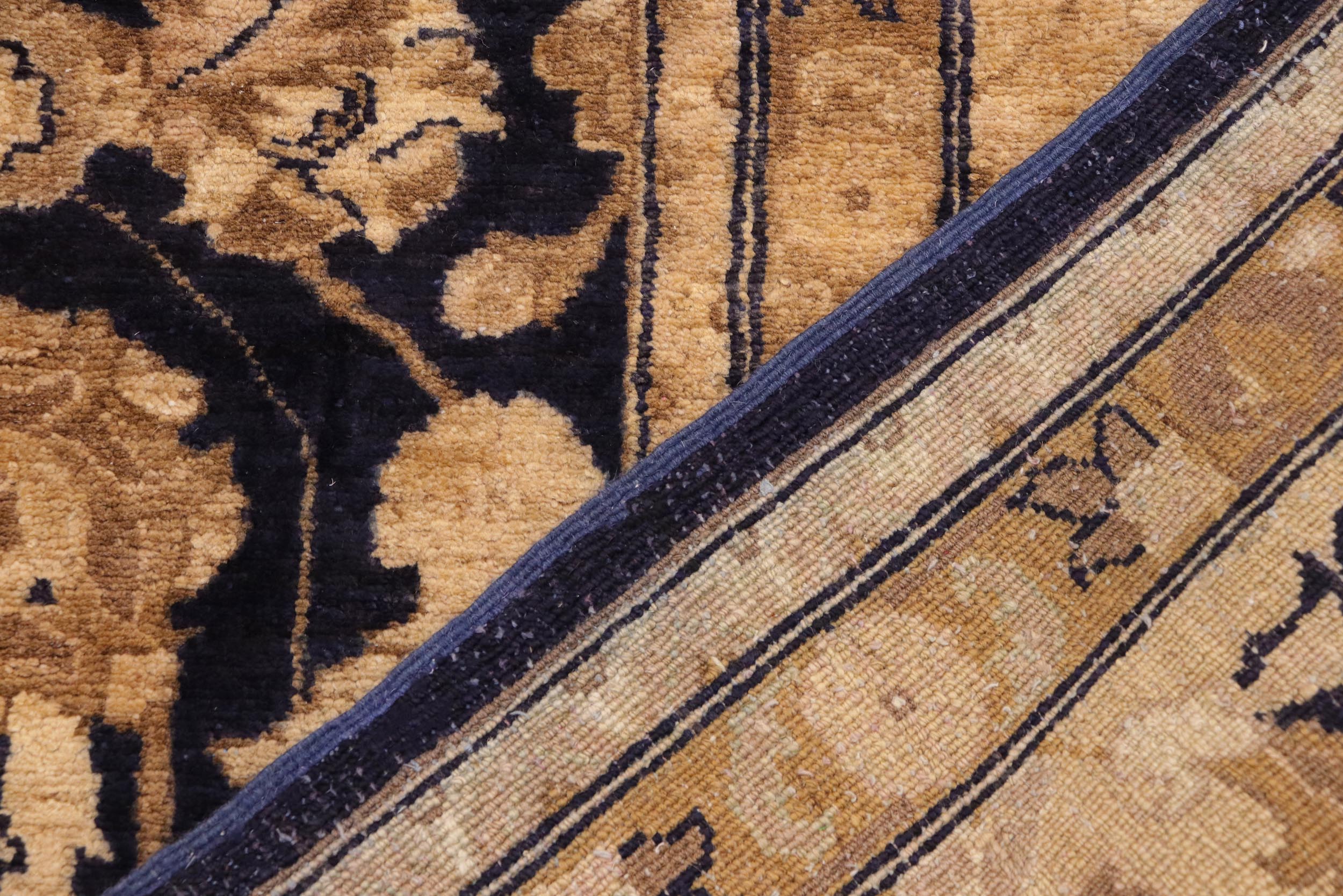 handmade Traditional Kafkaz Blue Tan Hand Knotted RECTANGLE 100% WOOL area rug 10x13