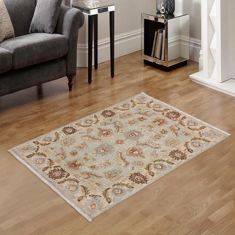 handmade Traditional Kafkaz Lt. Blue Ivory Hand Knotted RECTANGLE 100% WOOL area rug 2x3