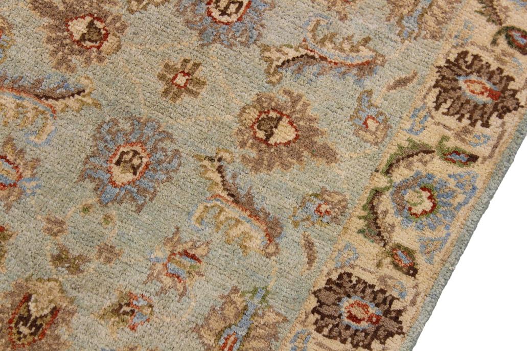 handmade Traditional Kafkaz Lt. Blue Ivory Hand Knotted RECTANGLE 100% WOOL area rug 2 x 3