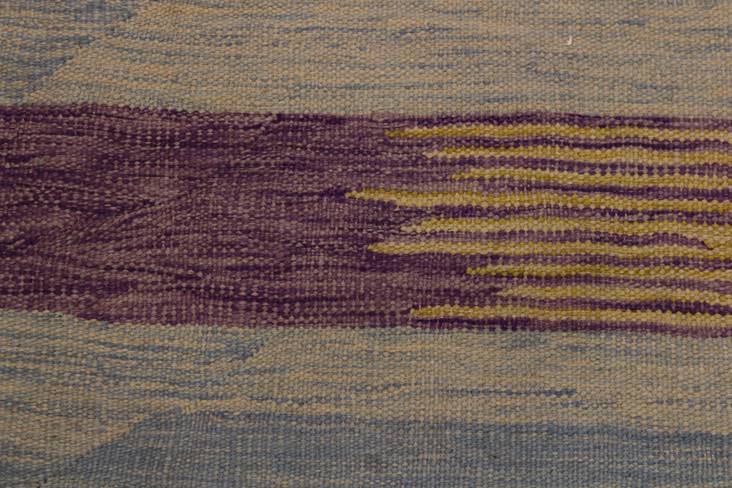 handmade Modern Kilim Blue Rust Hand-Woven RECTANGLE 100% WOOL area rug 8x10