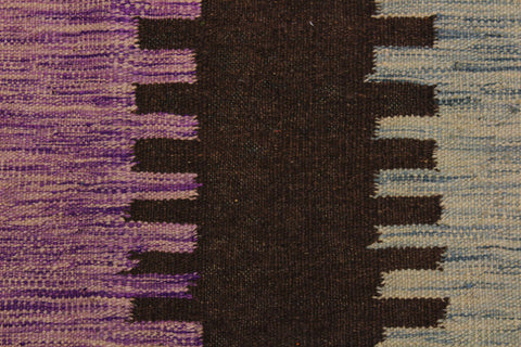 handmade Modern Kilim Teal Brown Hand-Woven RECTANGLE 100% WOOL area rug 9 x 10