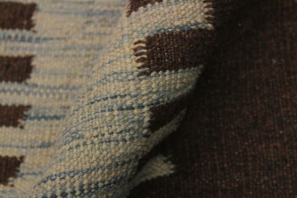 Flat Weave Kilim Antique Navaho Vintage handmade Modern Kilim Teal Brown Hand-Woven Rectangle 100% Wool Area Rug 9x10 