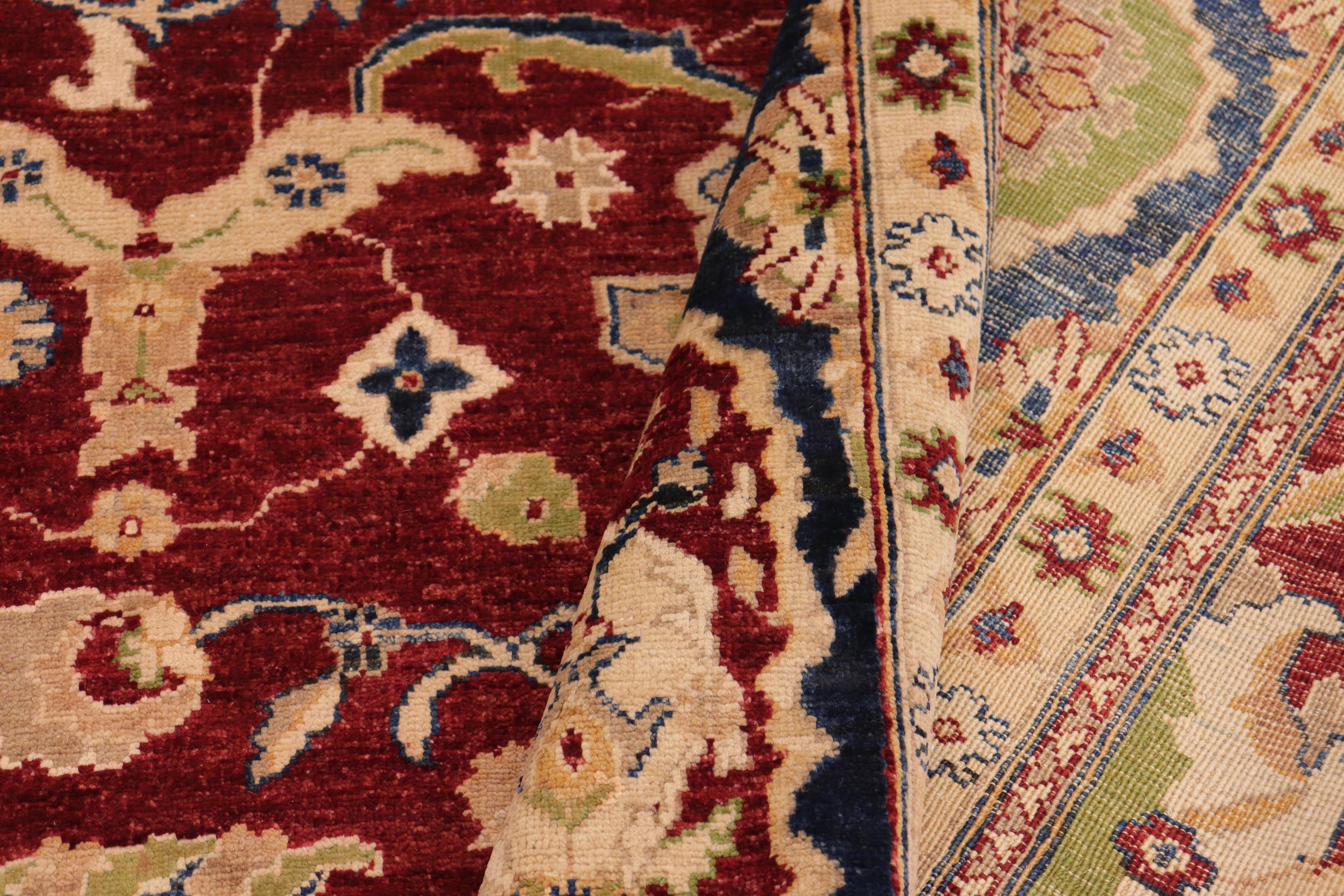 handmade Traditional Kafkaz Red Blue Hand Knotted RECTANGLE 100% WOOL area rug 10x14